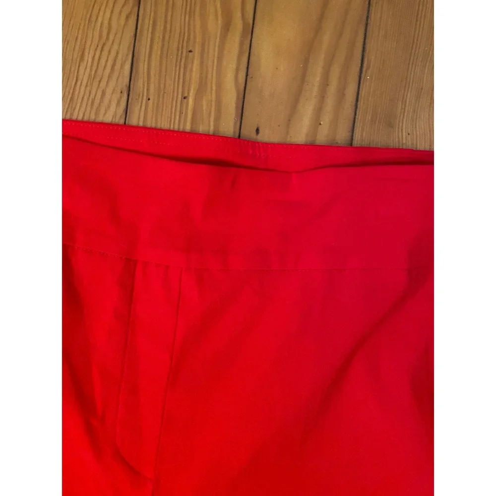 Ruby‎ Rd Womens Red Capri Pants Slimming Contour Waistband Lattice Hem 16 NEW